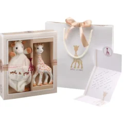 Sucettes Et Tétines|Peluches & Doudous-Sophie la girafe Coffret naissance prêt à offrir et Doudou avec attache sucette