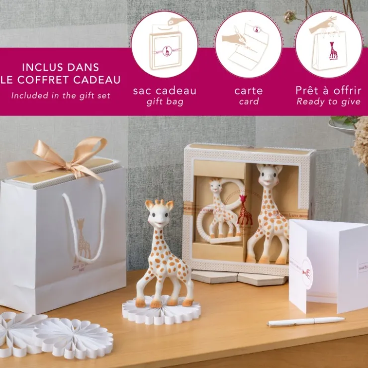 Couvertures Et Langes|Coffrets-Sophie la girafe Coffret naissance prêt à offrir et lange étoiles