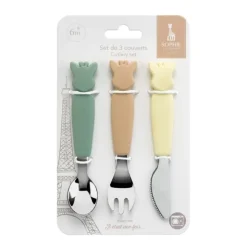 Vaisselle-Sophie la girafe Set de couverts inox et silicone
